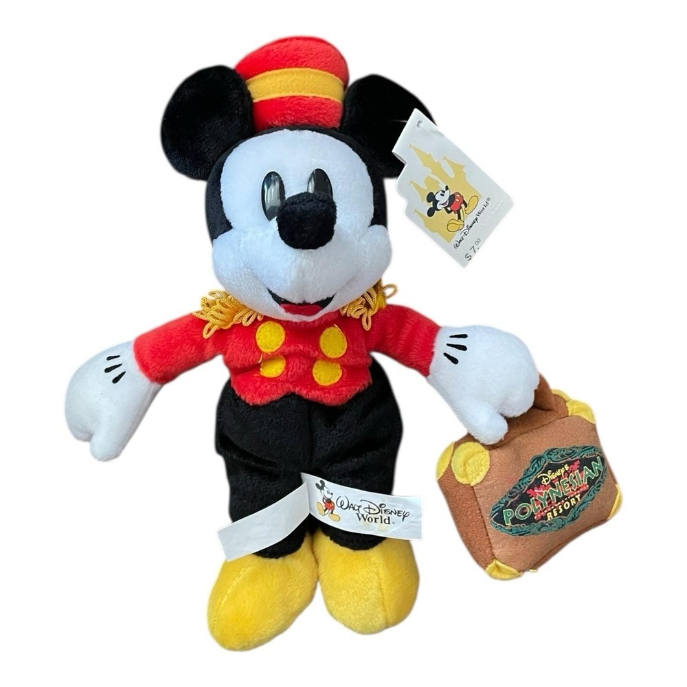 Walt Disney Polynesian Resort Bellhop Mickey 9" Bean‎ Bag Plush NWT